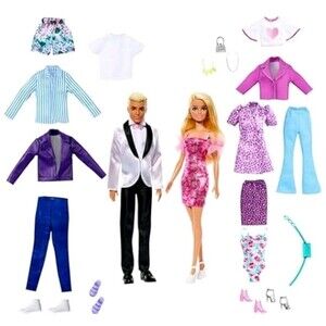 Barbie & Ken Doll Set with 2 Fashion Dolls, Clothes & Accessories Mix & Match